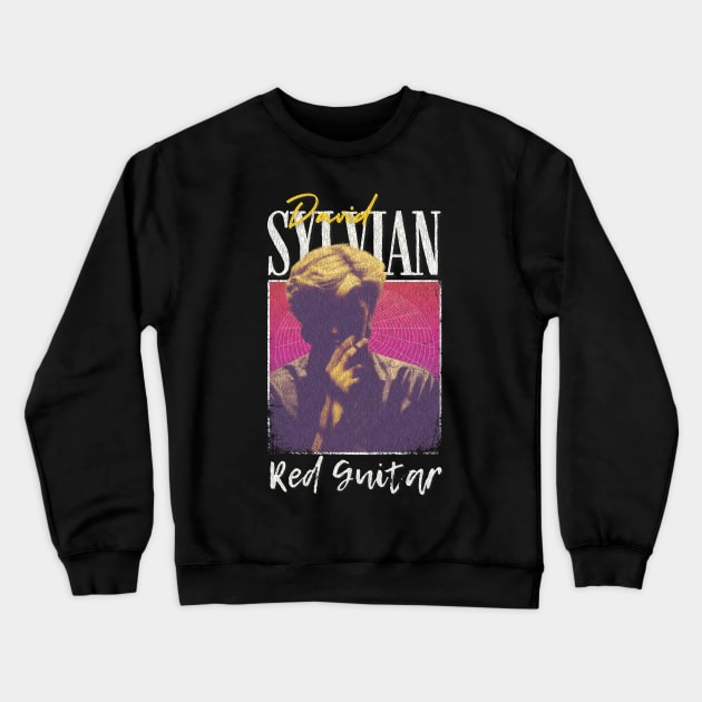 David Sylvian Vintage 1970 // Red Guitar Original Fan Design Artwork Crewneck Sweatshirt by A Design for Life